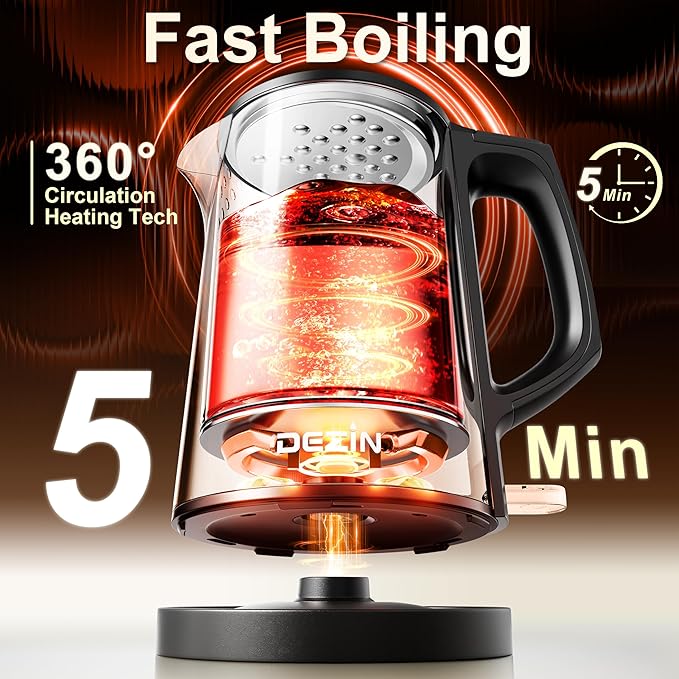 Dezin Electric Kettle, 0.8L Small Electric Kettle with Double Wall Construction, 304 Stainless Steel Electric Tea Kettle for Business Trip, Portable Travel Kettle with Auto Shut-Off (Without Cup) - Bloomnest