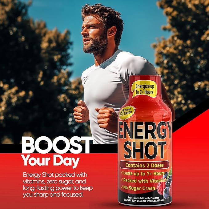 Fruit Punch Extra Strength Energy Shot 48 pk – 260mg Natural Caffeine B12 B6 – Energy & Focus Support – 2 Servings Sugar Free Zero Calorie Green Tea B-Vitamins Electrolytes Vegan – 1.93 fl oz - Bloomnest