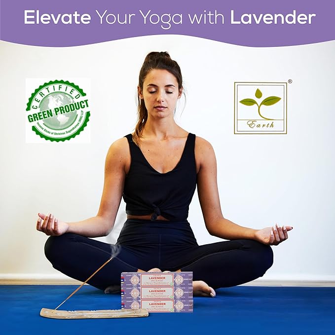 Satya Lavender Incense Sticks, Satya Bng (Bangalore) Insenses 15gmx3 Pack (45 GMS) with Raajsee Incense Holder Bundle, Satya Nagchampa Natural Incense - Bloomnest