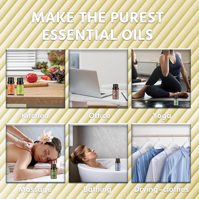 Premium Hotel Fragrance Oil Collection for Diffusers, Essential Oils for Diffusers for Home, Hotel Diffuser Fragrance Oils,Spa & Candle Making, White Tea, Citrus Luxe, Velvet Night and More - 6x10ml - Bloomnest
