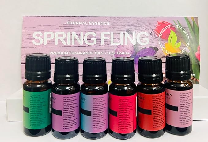 Eternal Essence Oils Spring Fling Set of 6 Premium Fragrance Oils - Includes Sweet Grass, Lilac & Lilies, Lavender Breeze, Sweet Pea, Honeysuckle and Enchanted Orchid Scented Oils - 10ML - Bloomnest