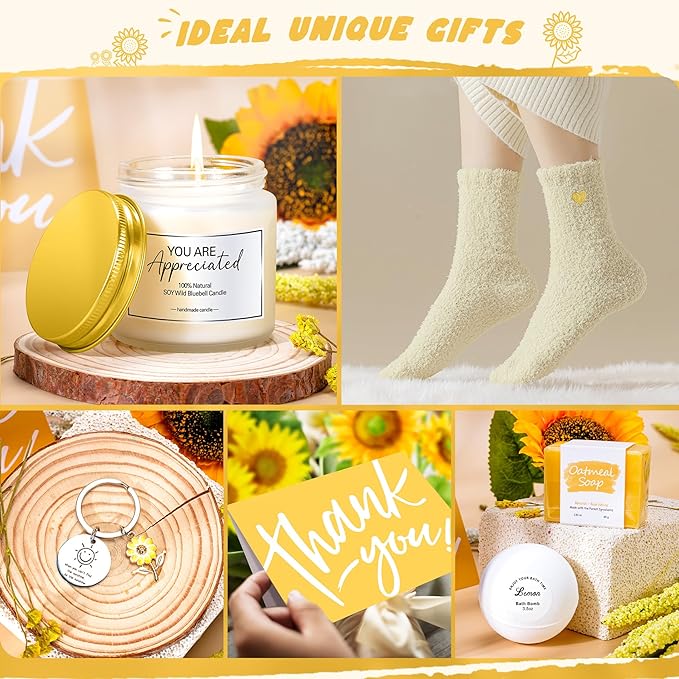 12PCS Thank You Gifts for Women,Valentine's Day Gift,Appreciation Gifts for Coworkers, Sunshine Box for Employee, Thanks You Baskets for Women Friends Teacher, Mentor, Families, Friends, Leaders - Bloomnest