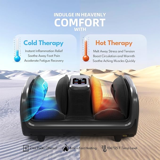 SUMELL Shiatsu Foot Massager with Warm & Cool Options – 6 Adjustable Modes for Arch & Heel Support, Deep Kneading with Reusable Gel Packs for Feet & Legs for Women and Men (White) - Bloomnest