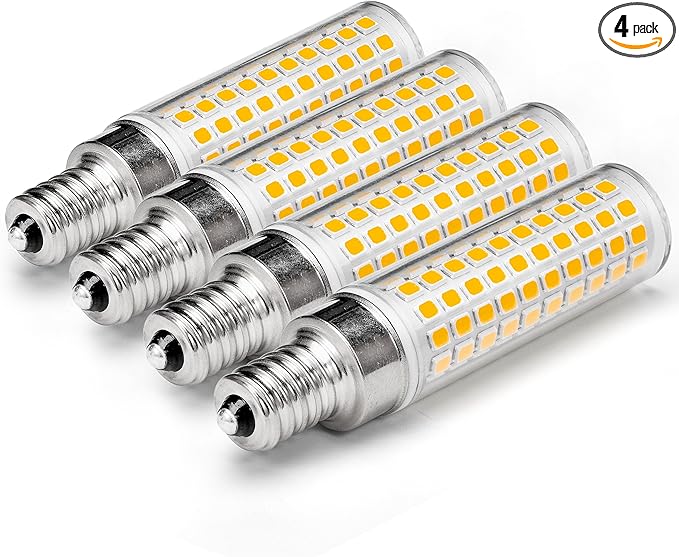 E12 100 Watt Equivalent LED Chandelier Bulbs 10W 2700K Warm White 1200lm 120V C7 T6 E12 LED Candle Light Bulb for Pendant Lighting Candelabra Ceiling Fan Corn Light Bulbs, Non-dimmable, 4 Pack - Bloomnest