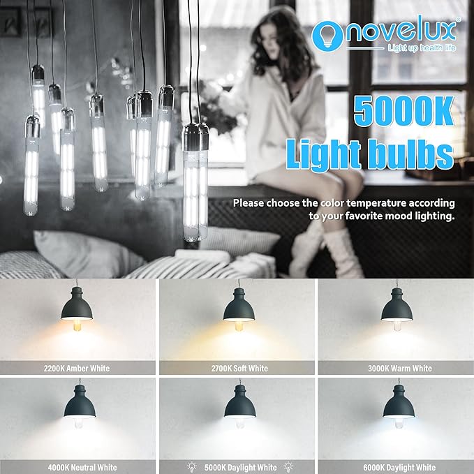 8.9IN LED Light Bulbs E26 Base, 6W 800LM 5000K Daylight White T10 T9 Vintage Edison Bulbs Dimmable, AC 120V Equal 80 Watt Clear Glass Long Tubular Filament Bulb, UL Listed - 4Pack - Bloomnest