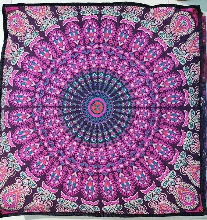 INDIAN CRAFT CASTLE 24" Pink Peacock Mandala Barmeri Large Floor Pillow Cover Cushion Meditation Seating Ottoman Throw Cover Hippie Decorative Zipped Bohemian Pouf Ottoman Pom Pom Cases 24" Square - Bloomnest