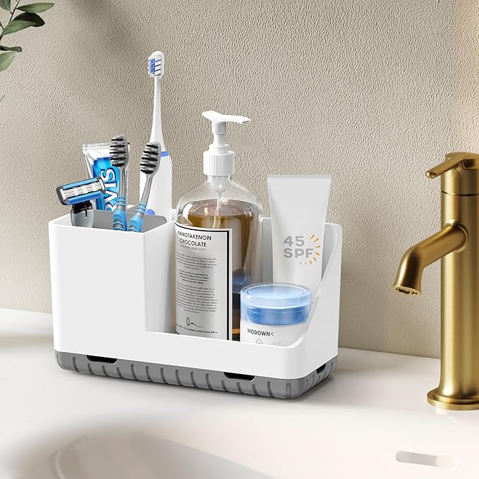 Toothbrush Holders for Bathrooms, Kids Electric Toothbrush and Toothpaste Holder with Drainage, Tooth Brush Holder for Bathroom Countertop Organizer (Grey) - Bloomnest