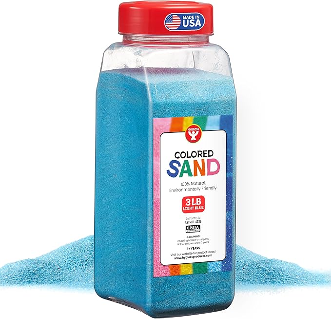 Hygloss Colored Sand for Crafts – 3 lb Bottle, Light Blue – Vibrant Colorful Fine Sensory Play Sand Art Kits for Kids – Classroom Activities for Children 3 4 5 6 7 8 9 10 11 12 – Safe for Ages 3+ - Bloomnest