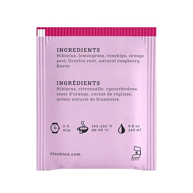 Stash Tea Wild Raspberry Hibiscus Herbal Tea, 6 Boxes of 30 Tea Bags Each (180 Tea Bags Total) - Bloomnest