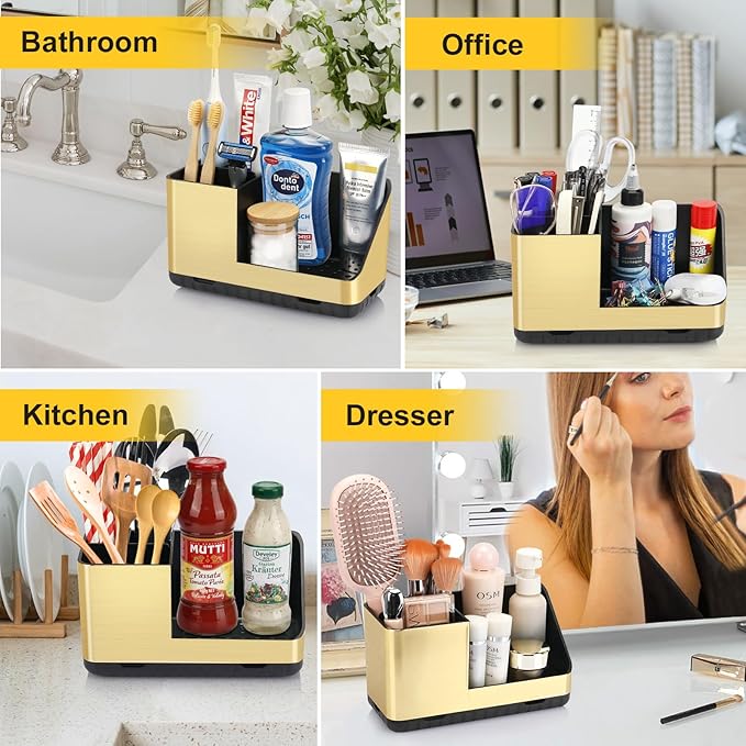 Toothbrush Holders for Bathroom Countertop Organizer, Kids Electric Toothbrush and Toothpaste Holders, Bathroom Accessories Organizer and Storage (Brushed Gold) - Bloomnest