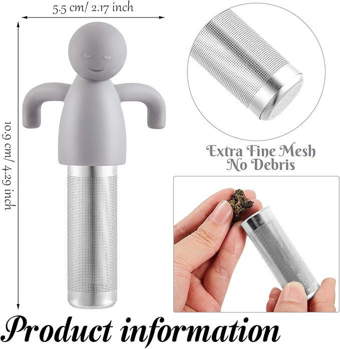 2 Pieces Tea Infuser for Loose Tea Cute Fine Mesh Tea Strainer Stainless Steel Tea Filter Ball Tea Diffuser Steeper for Teacups Teapots (Grey)