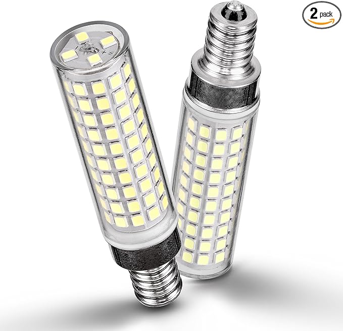E12 100w LED Candelabra Bulbs Replacement C7,6000K Daylight Bright Cool White,1200 Lumen T6 E12 12W LED Candle Bulbs for Ceiling Fan Chandelier Pendant Lighting Salt Lamp,Non-dimmable,2 Pack - Bloomnest