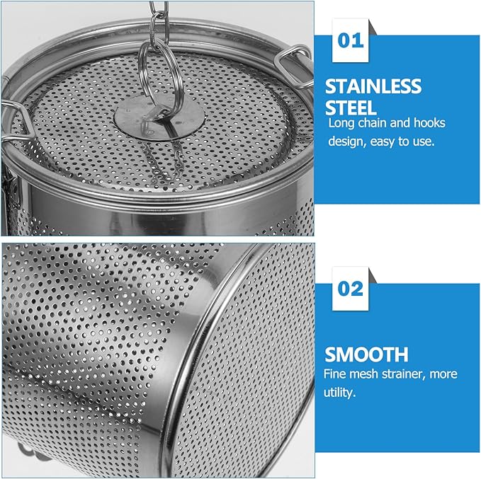 Large Tea Infuser, 5 Inch Tea Strainers for Loose Tea, 304 Stainless Steel Soup Seasoning Filter with Buckled Lid & Chain Hook, Fine Mesh Hole Cooking Filters for Tea, Spice, Soup, Seasoning - Bloomnest