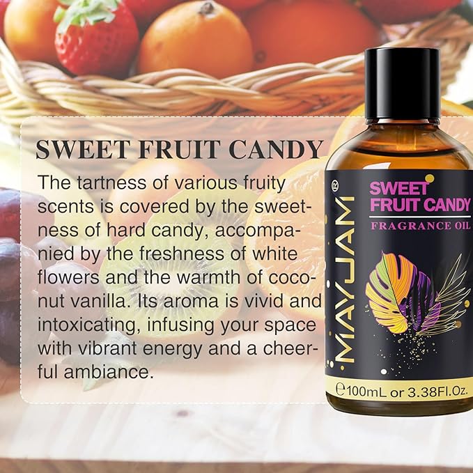 Sweet Fruit Candy Fragrance Oil Essential Oil, MAYJAM 3.38FL.OZ Sweet Fruit Candy Oil for Diffusers for Home, Long Lasting Scented Oils for Soap Candle Making - 100ML - Bloomnest
