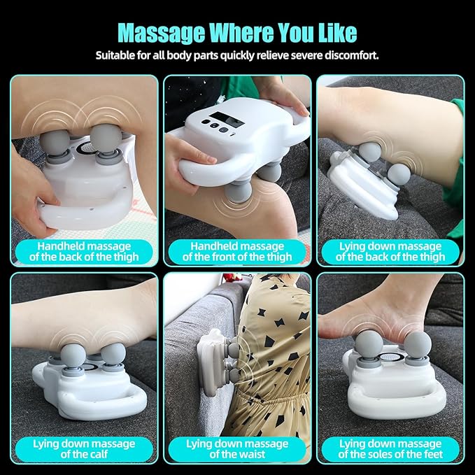 Massage Gun Deep Tissue, 4-Heads Handheld Massager Gun for Back, Shoulder, Leg, Neck, Electric Percussion Massage for Pain Relief, Perfect Gifts - Bloomnest