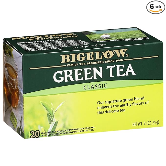 Bigelow Tea Classic Green Tea, Caffeinated Tea, 20 Count Box (Pack of 6), 120 Total Tea Bags - Bloomnest