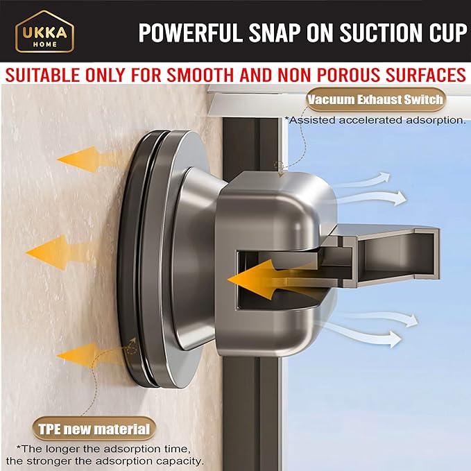 Suction Cup SQUARE Shower Caddy with Hooks and Towel Bar for Bathroom. Aluminum, Reusable, Rustproof, No Drill, No Tools, No Glue. Multifunctional, Hang Towel, Loofah, Sponge (2 Pack, Gray) - Bloomnest