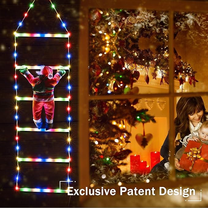 Toodour LED Christmas Light - 2.5FT Christmas Decorative Ladder Lights with Santa Claus, Xmas Decorations Light for Indoor Outdoor, Window, Garden, Home, Wall, Xmas Tree Decor - Multicolor - Bloomnest