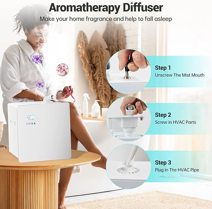 2026 𝐔𝐩𝐠𝐫𝐚𝐝𝐞𝐝 𝟓𝟎𝟎𝟎 𝐒𝐪.𝐅𝐭 1000ml Capacity HVAC Waterlesss Essential Oil Diffuser with Wi-Fi Control, Whole House Smart Scent Air Machine, Cold Air Tech for Whole Home, Hotel, Party - Bloomnest