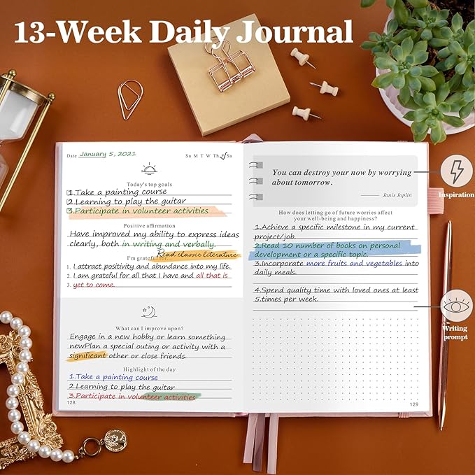 5 MINUTES A DAY Self-Care Journal with Prompts – Daily Reflection Notebook – Mental Health Journal for More Positivity, Anxiety & Guided Journal for Women, ADHD Planner with Mood Tracker, A5 (Pink) 5MINUTESADAY