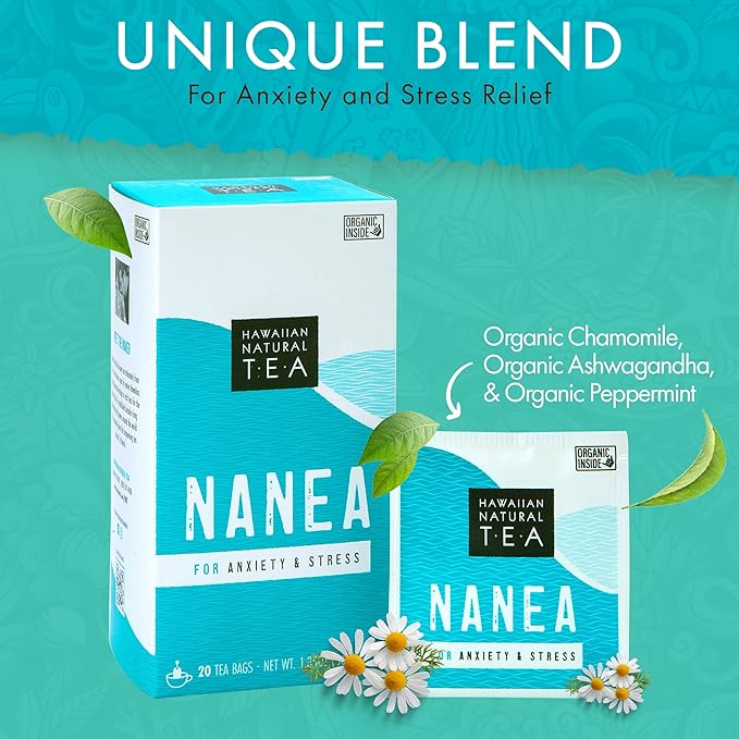 Nanea Chamomile Tea, Caffeine-Free Herbal Tea, All-Natural and Wellness Tea, Calming Hot Tea, Vegan and Keto-Friendly, 60 Tea Bags, 36 g -Hawaiian Natural Tea - Bloomnest