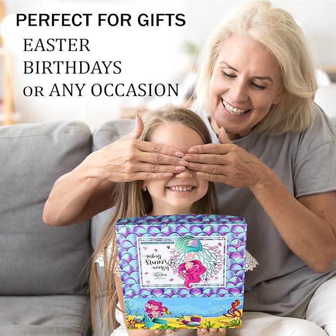 Bath Bombs for Kids with Surprise Inside, Mermaid Bath Bombs for Girls with Jewelry & Jewelry Box for Kids Organic, Skin Moisturizing, Natural Bubble, Stocking Stuffers Christmas Gifts for Boy, Girls - Bloomnest