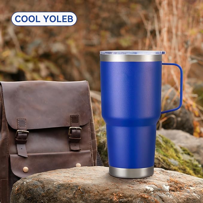 30 oz Tumbler with Handle and Lid, Stainless Steel Tumblers Bulk Double Wall Vacuum Insulated Travel Mug Leak Proof Cup Keep Drinks Cold and Hot Blue, 12 Pack - Bloomnest