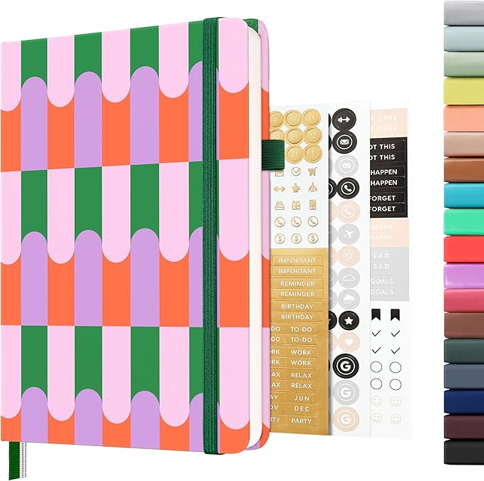 &And Per Se Dotted Journal Notebook, A5 Hardcover Bullet Dotted Journal, 160 Pages 100 gsm Thick Paper, 3 Sheets of Stickers Included - 5.7'' x 8'' (Color Block) - Bloomnest