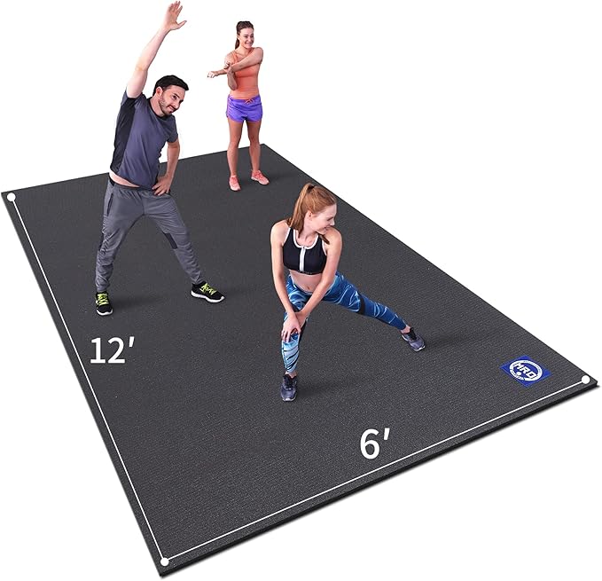 MRO Extra Large Exercise Mat For Home Gym, 15'x6'/12'x6'/9'x6'(7mm) Workout Mats for Gym Flooring, Non-Slip, Extra Thick Durable Cardio Mat, Ideal for Plyo, Weights, MMA, Jump Rope -Shoe Friendly - Bloomnest