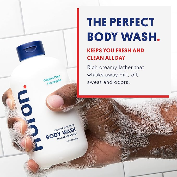 Huron Men’s Moisturizing Body Wash – Crisp & Invigorating Scent of Citrus, Eucalyptus, Mint, & Aromatic Greens - Made With Coconut Oil, Vitamin E & Witch Hazel – Vegan, Cruelty-Free - 12.2 fl oz - Bloomnest