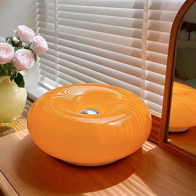 Creative Design Atmosphere Donut Lamp, Plug- in Bedsided Wall Sconce Or Ambient Lighting, Modern Orange Donut Light for Warm Decoration,Cute Table Light for Children's Room Or Living Room - Bloomnest