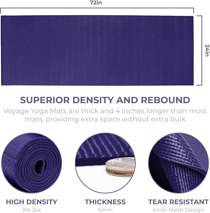 Sunshine Yoga Voyage Yoga Mat, 6 Pack, 72" x 24" Professional Studio and Gym Bulk Yoga Mats, 5mm Thick, Durable, Anti-Tear, Non Slip Fitness and Exercise Mats - Bloomnest
