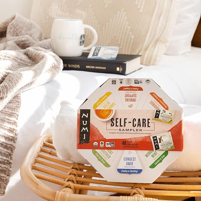 Numi Organic Tea Self-Care Sampler, Herbal Tea Gift Set, 40 Tea Bags Assortment - Bloomnest