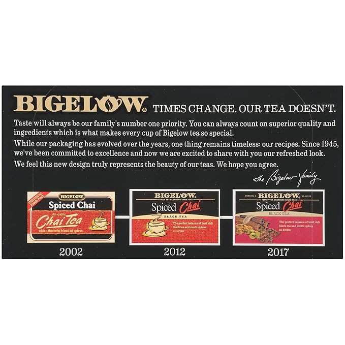 Bigelow, Spiced Chai Tea (Caffeinated), 20 Count - Bloomnest