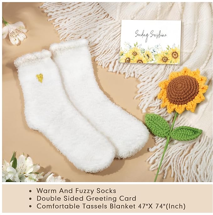 Gifts for Women, Best Friend Birthday Gifts, Get Well Soon Self Care Package Box, Sending Sunshine Sunflower Basket, Thinking of You Inspirational Christmas Gifts for Mom Her Sister Wife - Bloomnest