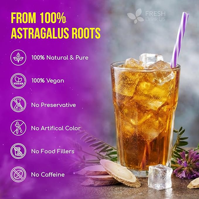 FreshDrinkUS, Premium 8oz Dried Astragalus Root Slices – 100% Natural Astragalus Root for Herbal Tea & Traditional Beverages – Natural, Clean Cut, No Additives. No Preservatives. Vegan - Bloomnest