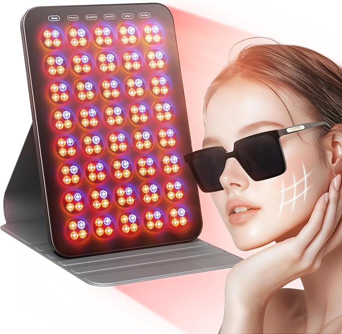 INTEO Red Light Therapy for Face and Body, Portable Red Light Therapy with Protective Goggles, 850nm Infrared Red Light Therapy with 6 Modes