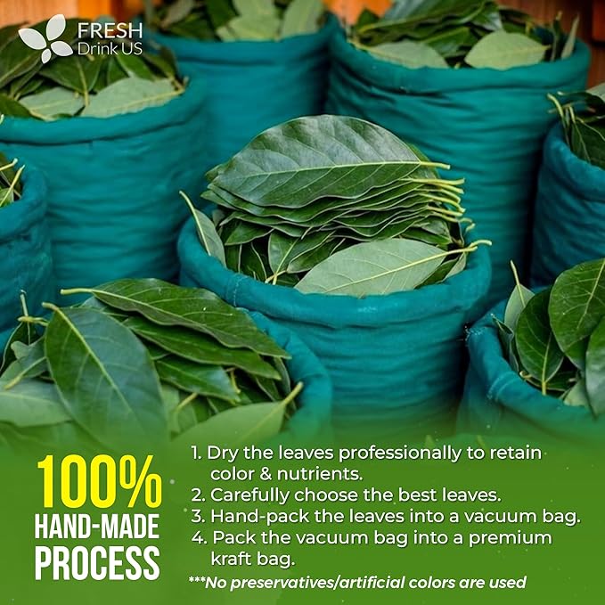 FreshDrinkUS, 120 Avocado Leaves - Loose Leaf - Premium Avocado Leaf Herbal Tea, Caffeine Free Botanical Tea Leaves for Hot or Iced Tea – Natural, Aromatic & Fresh Avocado Leaves - Bloomnest