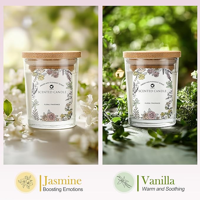 Scented Candles Set 4pcs- Rose, Lavender, Vanilla, Jasmine Fragrance, Suitable for Women, Birthday, Bath Yoga, Wedding - Bloomnest