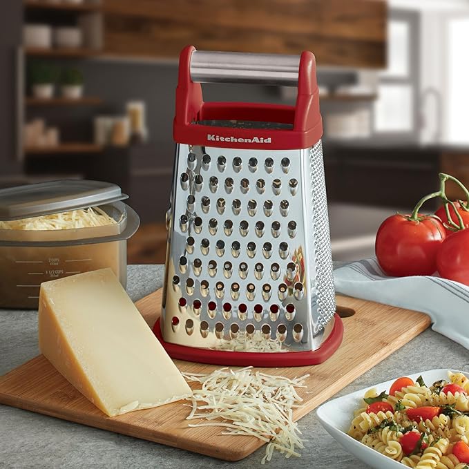 KitchenAid Gourmet 4-Sided Stainless Steel Box Grater with Detachable Storage Container - Bloomnest