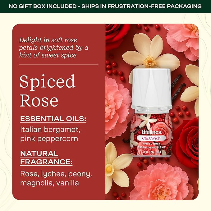 Lifelines ClickWick Essential Oil Blends for Lifelines Diffusers, 3-Pack Spiced Rose Set – Essential Oil Blend Refill for Candle, Plant & Shower Aromatherapy Diffuser – Fragrance for Diffusers - Bloomnest