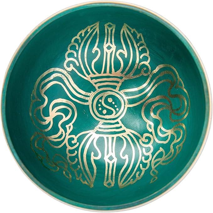Tibetan Singing Bowl Set - Authentic Handcrafted Mindfulness Meditation Holistic Sound 7 Chakra Healing by Himalayan Bazaar (Turquoise) - Bloomnest
