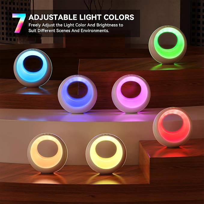 Auxmir Nursery Night Light for Baby, Magic Moon Lamp for Kids and Adult 7 Lighting Colors & 9 RGB Modes, Rechargeable Bedside Table Lamp with Timing Function, Sleep Aid Nursing Lamp for Bedroom - Bloomnest