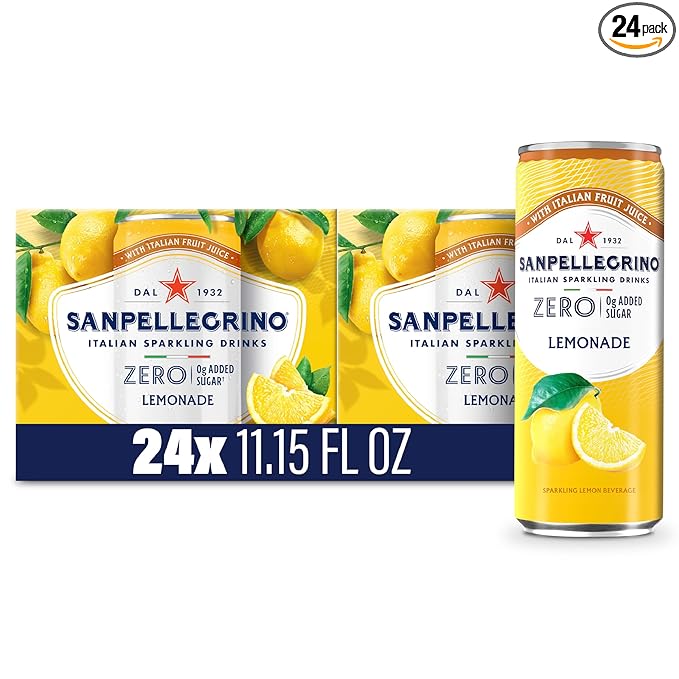 Sanpellegrino Zero Grams Added Sugar Italian Sparkling Drinks Lemonade, Sparkling Lemon Beverage, 24 Pack of 11.15 Fl Oz Cans - Bloomnest