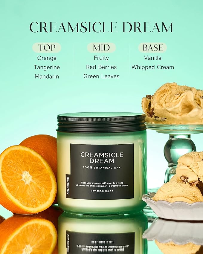 M&SENSE Orange Creamsicle Summer Scented Candle - 11.6oz Clean Non Toxic Natural Soy Wax 70-Hour Slow Burning Candle, 2-Wick Long Lasting Home Fragrance Gifts for Housewarming & Anniversaries - Bloomnest
