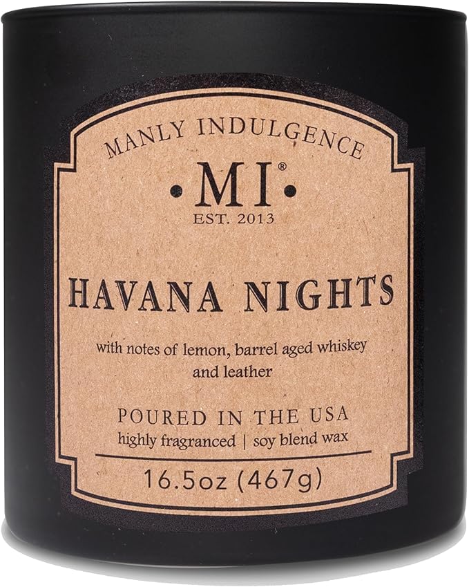 Manly Indulgence Havana Nights Scented Candles for Men, 2 Wick, 16.5 oz, Premium Soy Blend Wax, 60H Burn, Candles for Home Scented - Made in The USA - Bloomnest