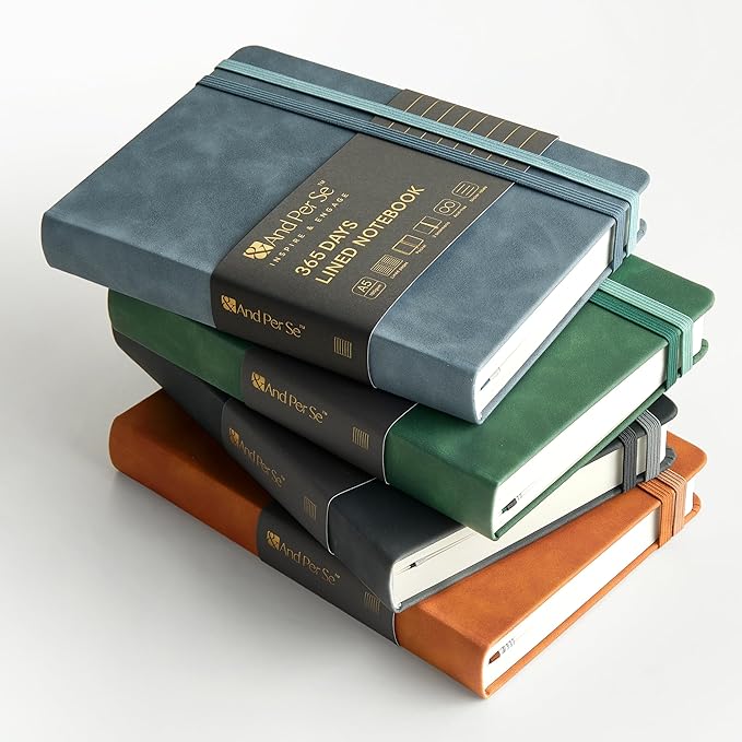 &And Per Se Lined Journal Notebook, 365 Pages, A5 Faux Leather Hardcover,100GSM Thick Paper, Journal for Women Men, Journaling Notebooks -5.7x8 (Green)