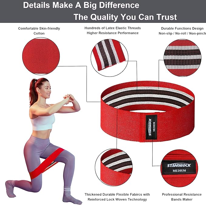 Fabric Resistance Bands for Working Out, 3 and 4 Levels Booty Bands Long Resistance Bands for Women and Men | Elastic Bands for Exercise Bands Resistance Workout Bands Resistance - Bloomnest