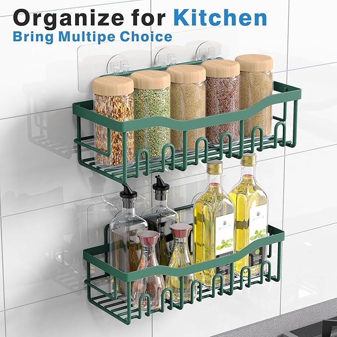 EUDELE Shower Caddy 2 Pack, Adhesive Shower Organizer for Home Decor & Kitchen Storage, No Drilling, Rustproof Stainless Steel Bathroom Shelf Organizer - Bloomnest