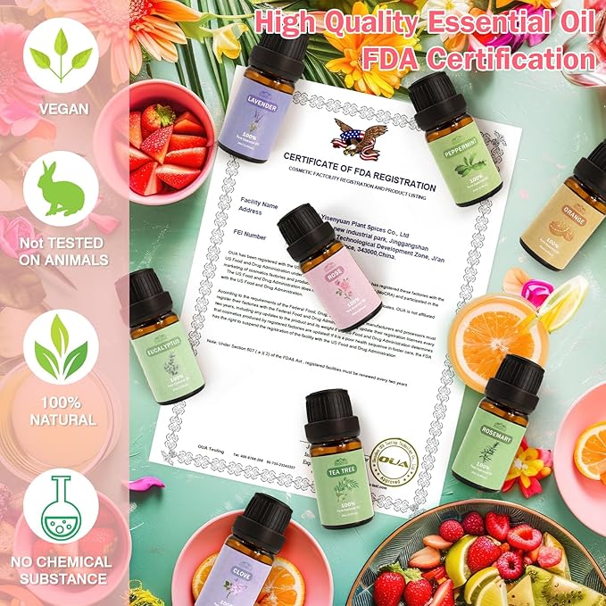 8 Pcs Pure Essential Oils for Diffusers for Home Care, Skin Care, Candle Making-Peppermint, Lavender, Eucalyptus,10 ML Essential Oils Gift Set, Christmas Birthday Present - Bloomnest